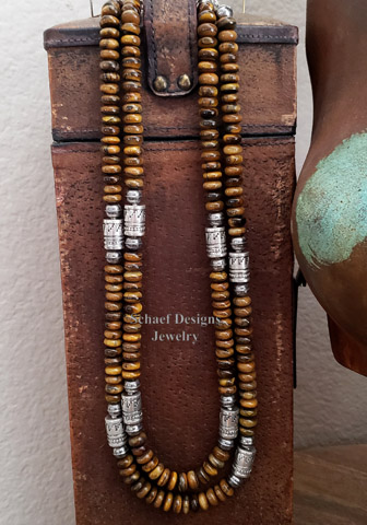 Schaef Designs Tigereye & sterling Silver Southwestern Basics Necklace set 