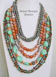Schaef Designs Turquoise Crabfire Agate & Sterling Silver Necklace Pairings | New Mexico
