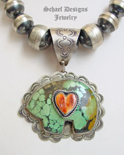  Schaef Designs Southwestern Turquoise Bear & Sterling Silver Pendant | New Mexico