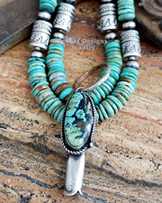 Schaef Designs Turquoise Squash Blossom Pendant | Arizona 