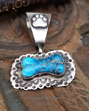 Schaef Designs Turquoise & hand stamped Sterling Silver dog bone pendant | Pet memorial gift, Loss of a Pet, Memorial Jewelry  | Arizona
