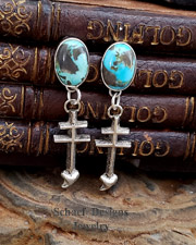  Schaef Designs Sterling Silver Turqouise Dragonfly Tufa Cast POST Earrings | New Mexico