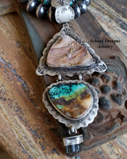 Schaef Designs Turquoise Druzy Tourmaline & Sterling Silver Southwestern Pendant | New Mexico