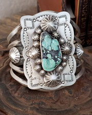 Schaef Designs carved turquoise lizard on stamped sterling silver Southwestern Totem Animal Cuff Bracelet | cuff bracelet | Schaef Designs Southwestern, totem animal & Equine Jewelry | Online upscale southwestern jewelry boutique | San Diego CA 