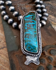 Schaef Designs Ceremonial Kingman Turquoise & Sterling Silver Southwestern Pony Pendant | Arizona