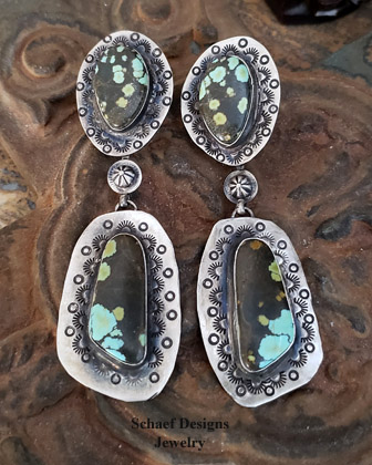 Schaef Designs high grade Hubei Turquoise & Sterling Silver Southwestern POST Earrings | Arizona