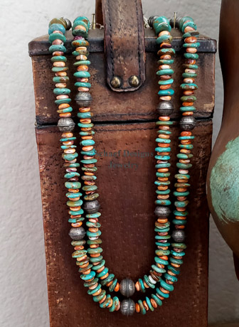 Schaef Designs turquoise, spiny oyster, & sterling silver necklace set | Arizona 