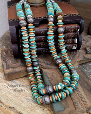  Schaef Designs Turquoise Orange Spiny & Sterling Silver Necklace Set | Arizona