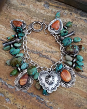   Schaef Designs turquoise & spiny oyster shell Charm Bracelet | Arizona