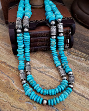 Schaef Designs Turquoise & Sterling Silver Tube & Bench Bead Southwestern Necklaces | New Mexico 