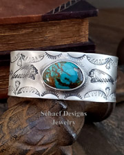 Schaef Designs Royston Turquoise Vintage Indian  Sterling Southwestern Cuff Bracelet | Arizona