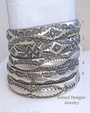 Vince Platero Sterling Silver Stamped bangle Bracelets | Online upscale southwestern equine jewelry boutique gallery | New Mexico