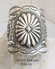 Vince Platero Sterling Silver Stamped Large Cuff Bracelet | Schaef Designs | New Mexico
