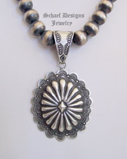 Vince Platero Large Concho Stamped Sterling Silver Repousse Pendant s | New Mexico