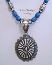 Vince Platero Medium Sterling Silver Stamped Repousse Concho Pendant | Schaef Designs | New Mexico