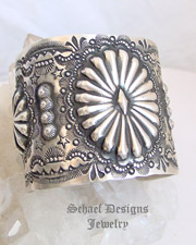  Vince Platero hand stamped medium Sterling Silver cuff bracelet | New Mexico