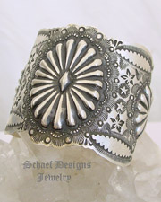 Vince Platero Small Diamond Shaped Stamped Sterling Silver Pendant | Schaef Designs | New Mexico