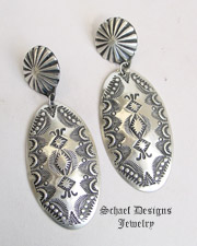  Vince Platero Large Sterling Silver Stamped Oval Post Earrings NEW | Schaef Designs | New Mexico