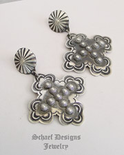  Vince Platero sterling silver rosette cross POST earrings | Schaef Designs | New Mexico | New Mexico 