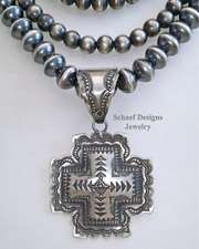 Vince Platero Medium puffy square cross sterling silver pendant | New Mexico