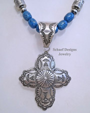  Vincent Platero Large Stamped Sterling Silver Cross Pendant | New Mexico