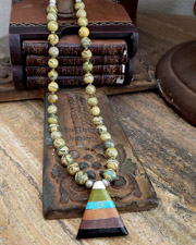 Yellow Dragonskin & Santo Domingo Santa Domingo Inlaid Pendant Necklace | Arizona