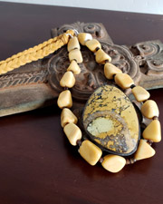 Schaef Designs Large Yellow Hubei Turquoise & Black Silver Pendant Necklace Collection | Arizona