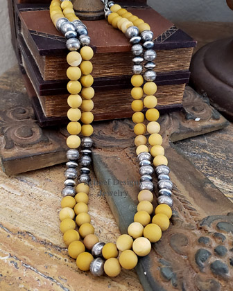 Schaef Designs Matte Yellow Mookakite Navajo Pearl necklace set | Arizona | Arizona