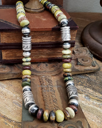  Schaef Designs yellow turquoise & sterling silver tube bead Southwestern basics necklace | Arizona 