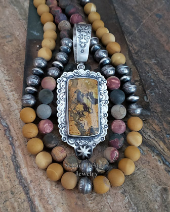 Yellow turquoise & sterling silver Southwestern Pendant | Arizona | Arizona 