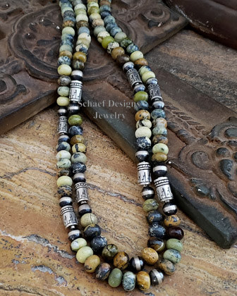 Schaef Designs yellow turquoise rondelle & sterling silver Southwestern basics necklace set | Arizona 