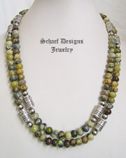  Schaef Designs Yellow Turquoise & Sterling Silver Tube Bead Necklace Set | New Mexico