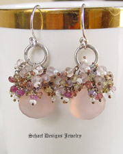  pink chalcedony and sapphire gemstone earrings | Arizona 
