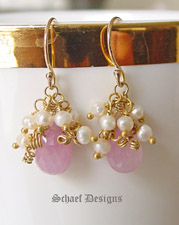 Schaef Designs Pink Sapphire Briolettes Seed Pearls and 24kt Gold Vermeil | Arizona 