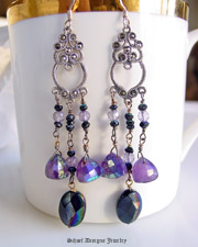 Schaef Designs Marcasite and Lavendar and Pink Amethyst Dangle Earrings | Arizona 