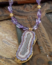 Schaef Designs Amethyst Slab & 24kt Gold Vermeil charm long necklace | Arizona