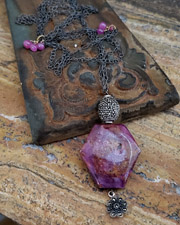 Schaef Designs ruby, sapphire, gold vermeil, & black silver long chain necklace | Arizona