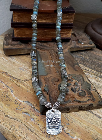 Schaef Designs labradorite sterling silver crown tag necklace | Arizona 