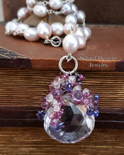  Schaef Designs White opal & sterling silver chain rosary style necklace with silver fleur de lis charms | Arizona