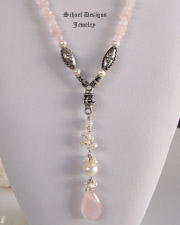 Schaef Designs Pink Chalcedony, white freshwater pearls & sterling silver gemstone Necklace | Arizona 