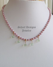 Schaef Designs Prasiolite,Green Amethyst, Pink Pearl & 22kt Gold Vermeil Short Gemstone Necklace | Arizona