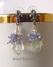 Schaef Designs Prasiolite, tanzanite, seed pearl & sterling silver gemstone earrings | Arizona 