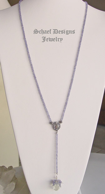 Schaef Designs Prasiolite, tanzanite, seed pearl & sterling silver gemstone rosary style necklace | New Mexico