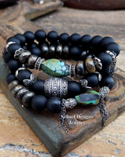 Schaef Designs Pyrite Turqouise Pearl Marcasite Chain Stacking Bracelets Click Picture for Prices | Arizona