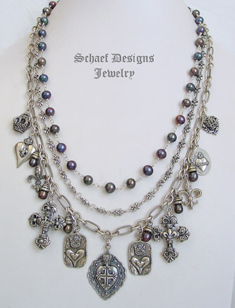 Schaef Designs peacock pearl & sterling silver charm necklace | New Mexico 