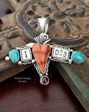 Schaef Designs Turquoise & hand stamped Sterling Silver dog bone pendant |  Arizona