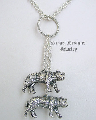Susan Cummings sterling silver endangered species african animal vintage cheetah necklace | Schaef Designs | New Mexico 