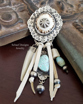 Schaef Designs antler crown leather bead pendant | Arizona 