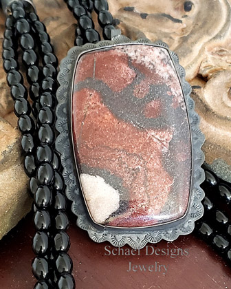 Schaef Designs Brick Black Jasper Black Silver Pendant | Arizona