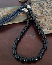 Schaef Designs Black Onyx Braided Leather Necklace | Arizona